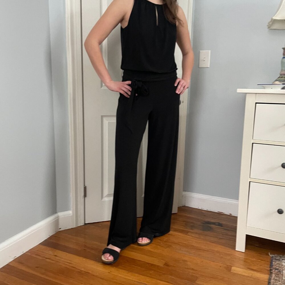 White House Black Market Women’s Keyhole Halter Sleeveless Jumpsuit - Black, M